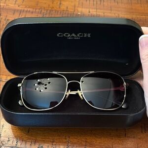 Coach Black Aviator Sunglasses with Protective Case